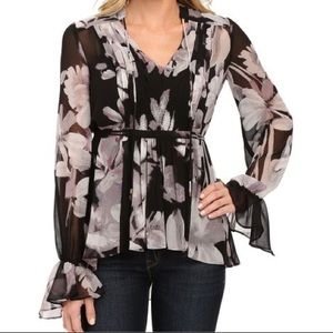 Adrianna Papell Boho Shirred Detail Chiffon Print
